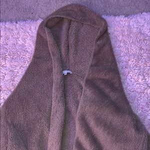 Brown Fuzzy Pullover Coat